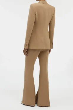 Rhein Flare Pant in Camel Virgin Wool Crepe