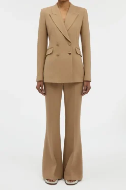 Rhein Flare Pant in Camel Virgin Wool Crepe