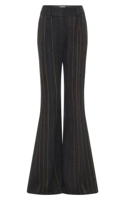 Rhein Flare Pant in Charcoal Multi Pinstripe Wool Cashmere