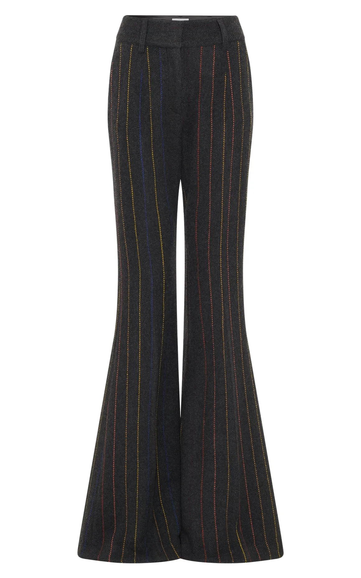 Rhein Flare Pant in Charcoal Multi Pinstripe Wool Cashmere