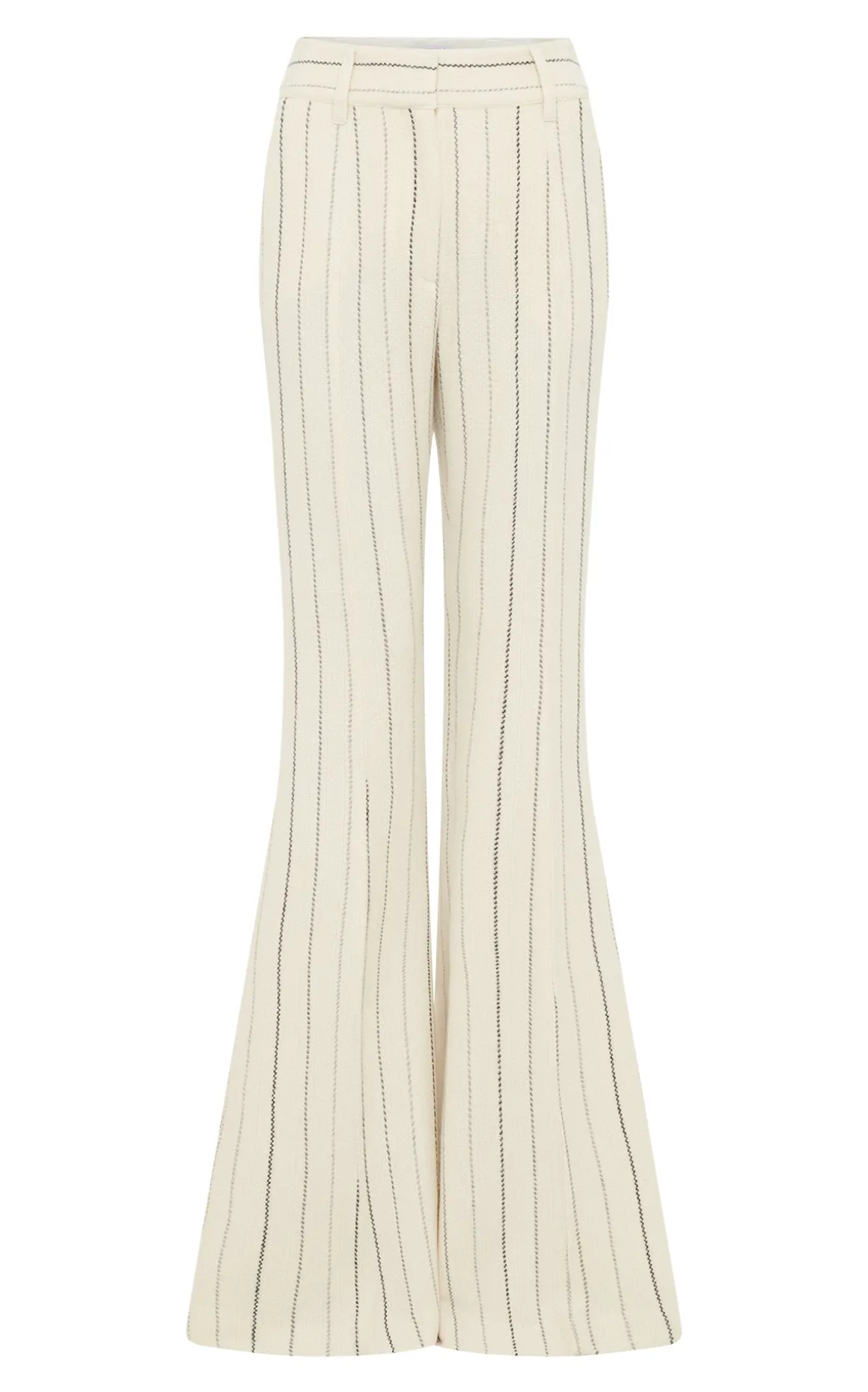 Rhein Flare Pant in Ivory Multi Pinstripe Wool Cashmere