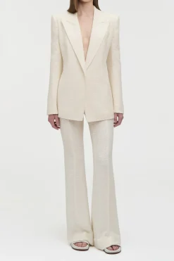 Rhein Flare Pant in Ivory Silk Boucle