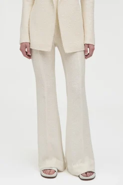 Rhein Flare Pant in Ivory Silk Boucle