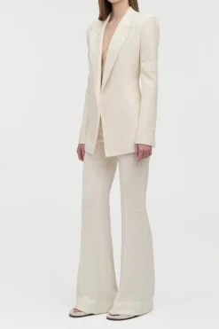 Rhein Flare Pant in Ivory Silk Boucle