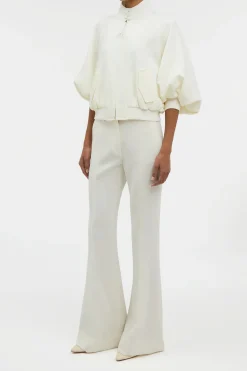 Rhein Flare Pant in Ivory Virgin Wool Crepe