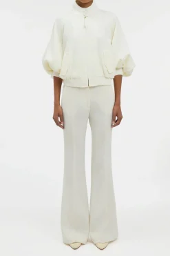Rhein Flare Pant in Ivory Virgin Wool Crepe
