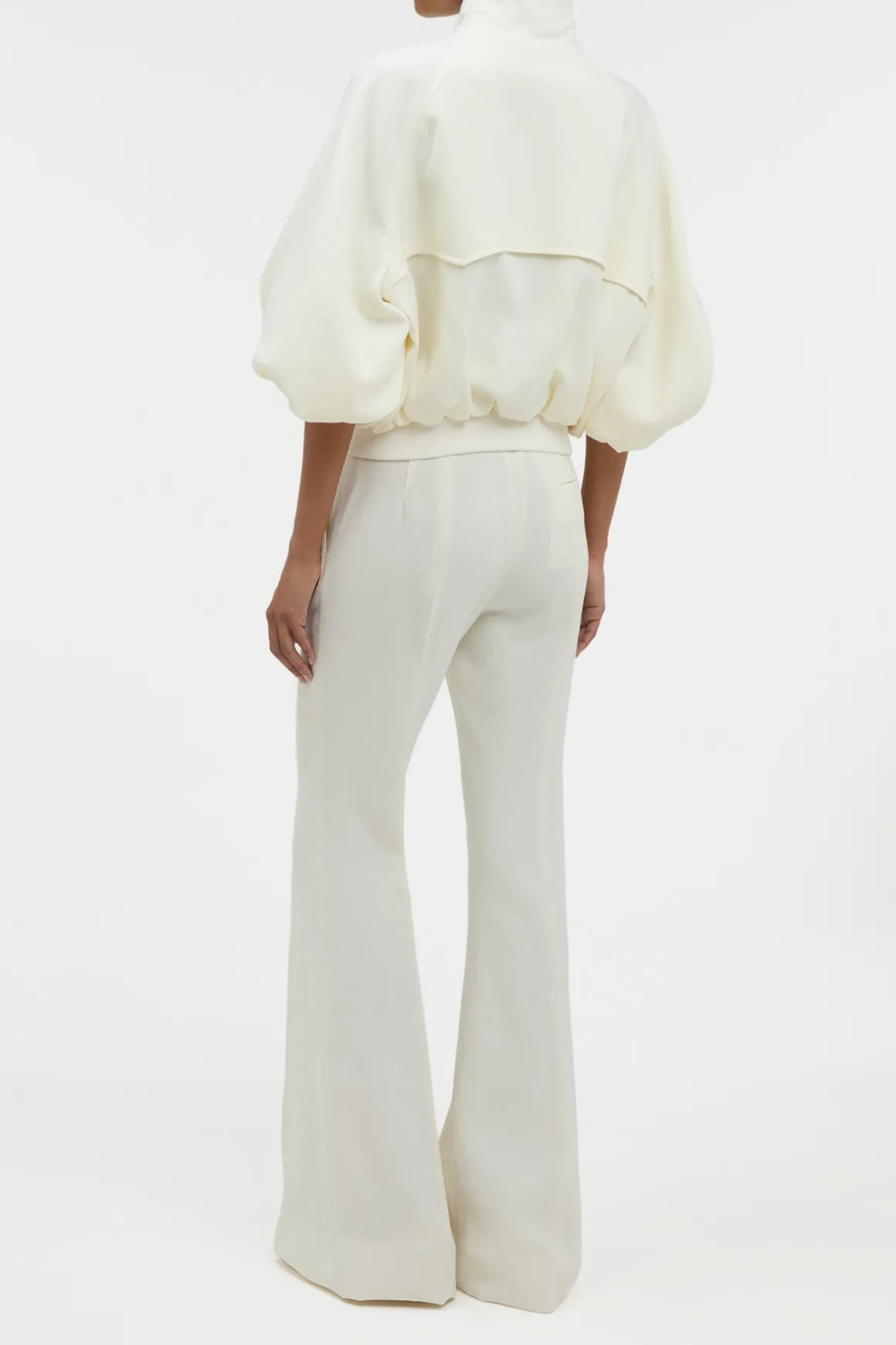 Rhein Flare Pant in Ivory Virgin Wool Crepe