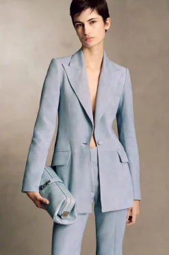 Rhein Flare Pant in Light Blue Suede