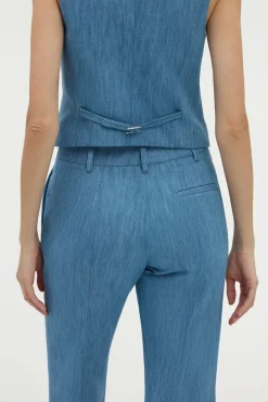 Rhein Flare Pant in Medium Blue Recycled Cotton Linen Denim