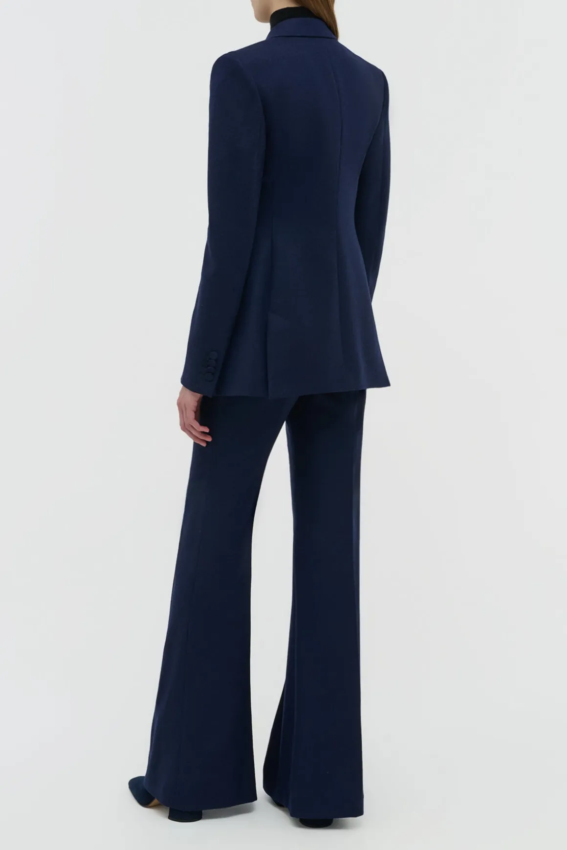 Rhein Flare Pant in Navy Wool Cashmere Flannel