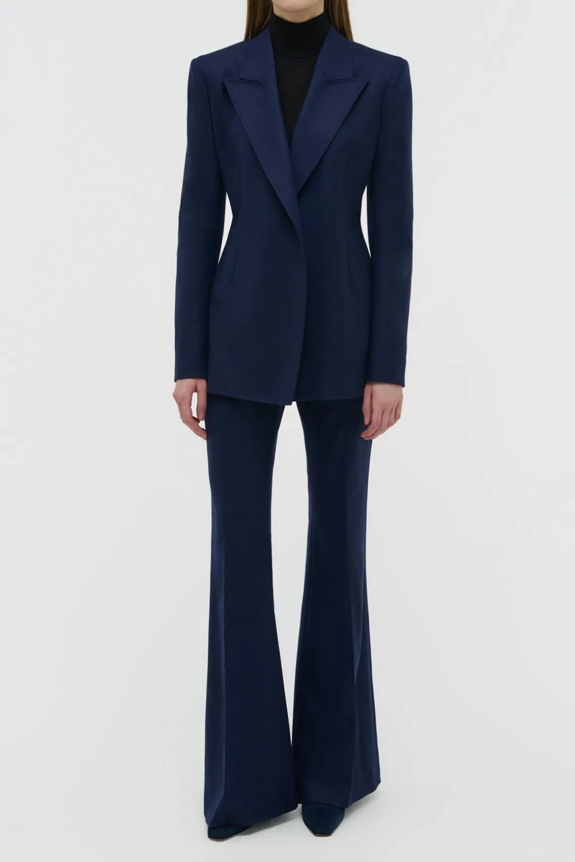 Rhein Flare Pant in Navy Wool Cashmere Flannel