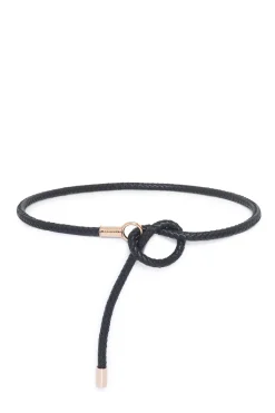 Rope Braided Belt in Black Nappa Leather