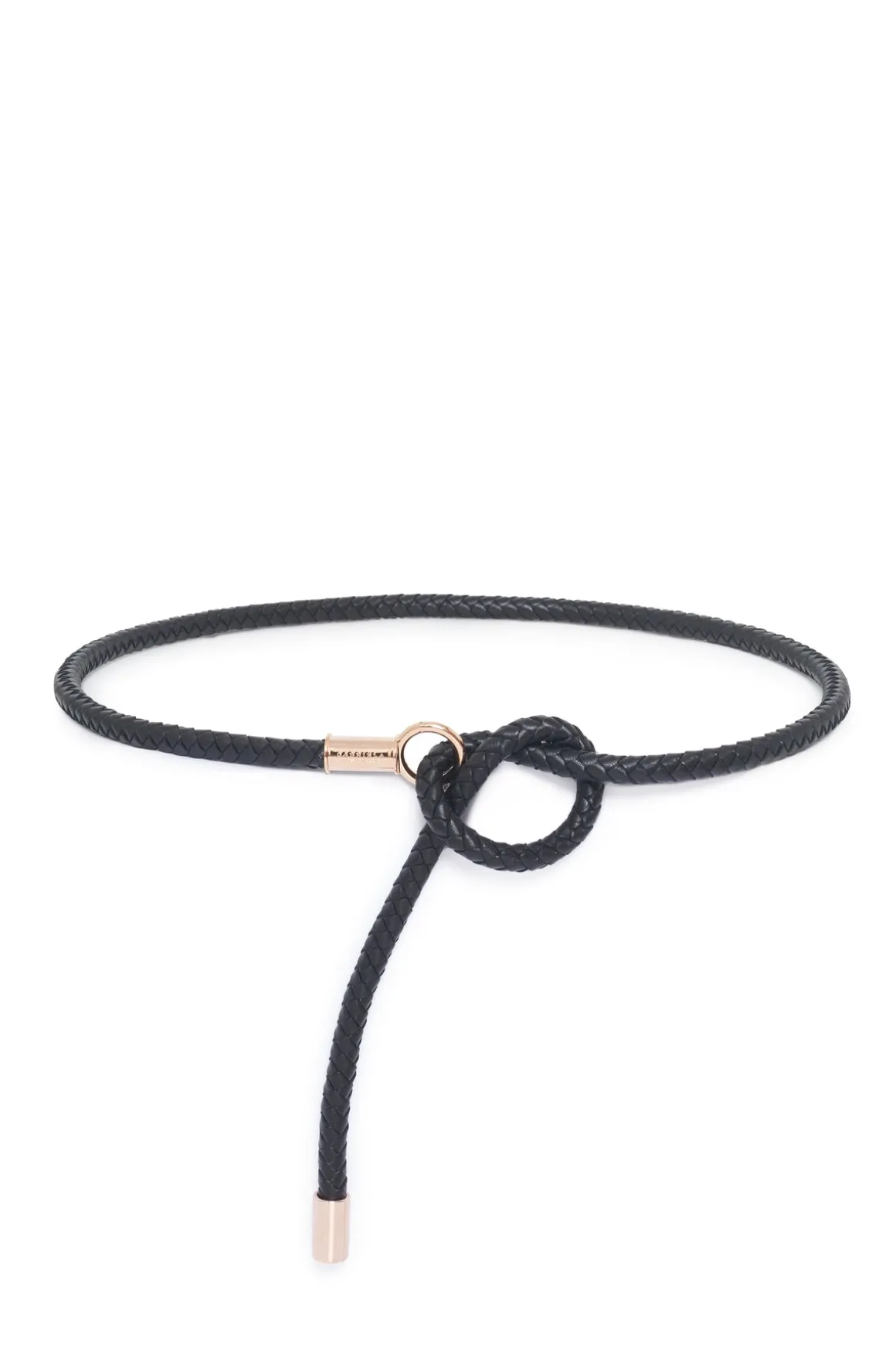 Rope Braided Belt in Black Nappa Leather