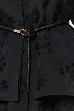 Rope Braided Belt in Black Nappa Leather