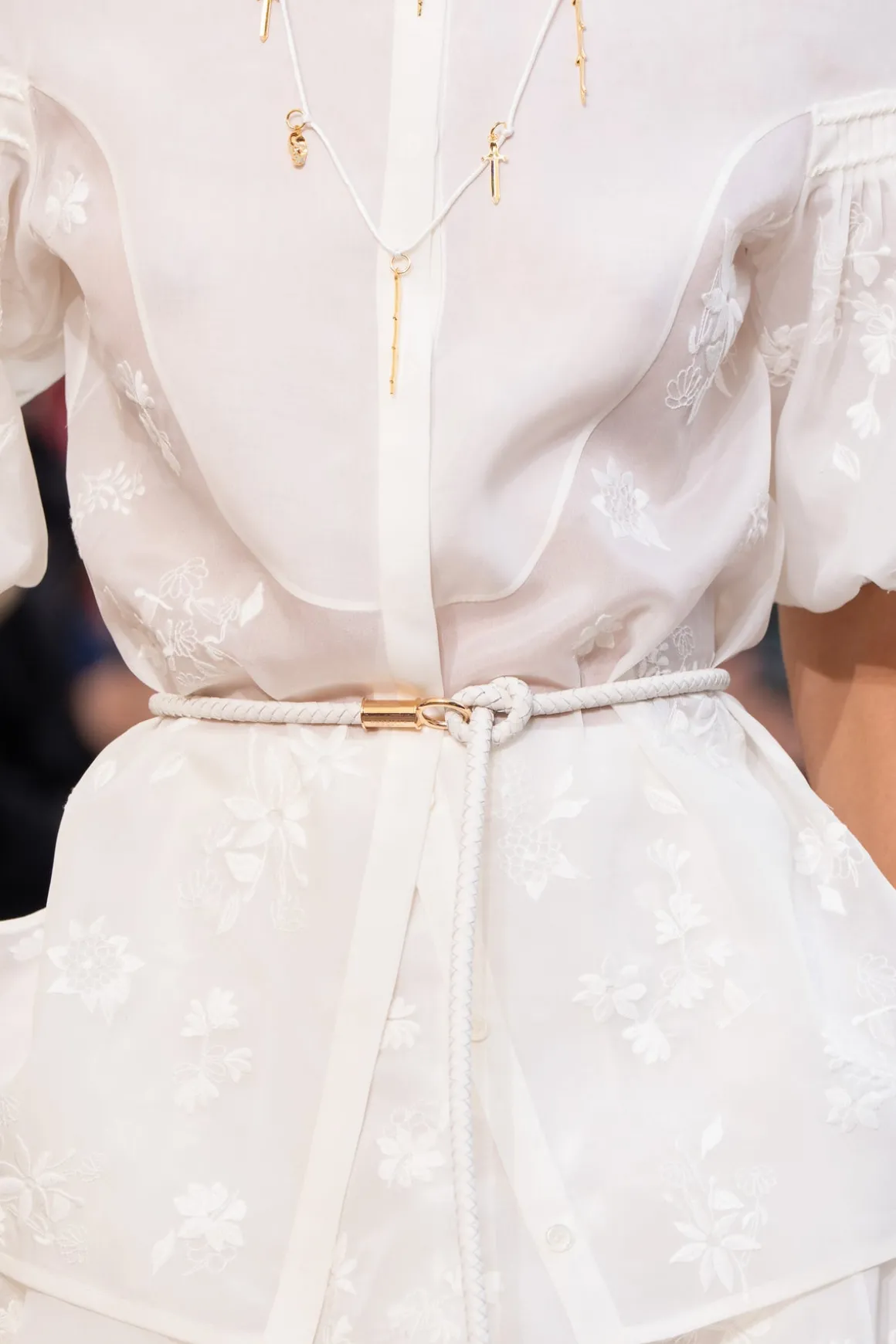 Rope Braided Belt in Ivory Nappa Leather
