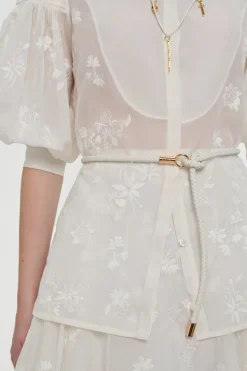 Rope Braided Belt in Ivory Nappa Leather