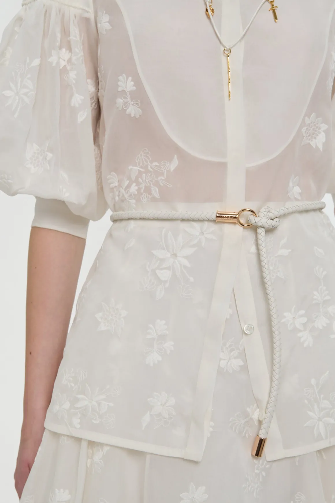 Rope Braided Belt in Ivory Nappa Leather