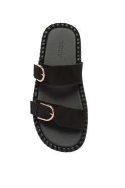 Sage Flat Sandal in Black Suede