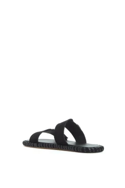 Sage Flat Sandal in Black Suede