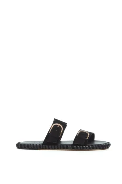 Sage Flat Sandal in Black Suede