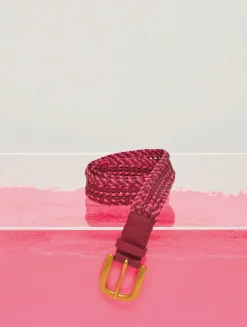 Sam Braided Belt in Fuchsia Multi Leather