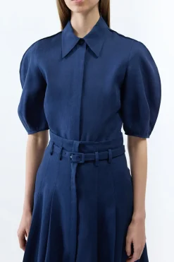 Sansi Top in Electric Navy Aloe Linen