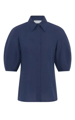 Sansi Top in Electric Navy Aloe Linen
