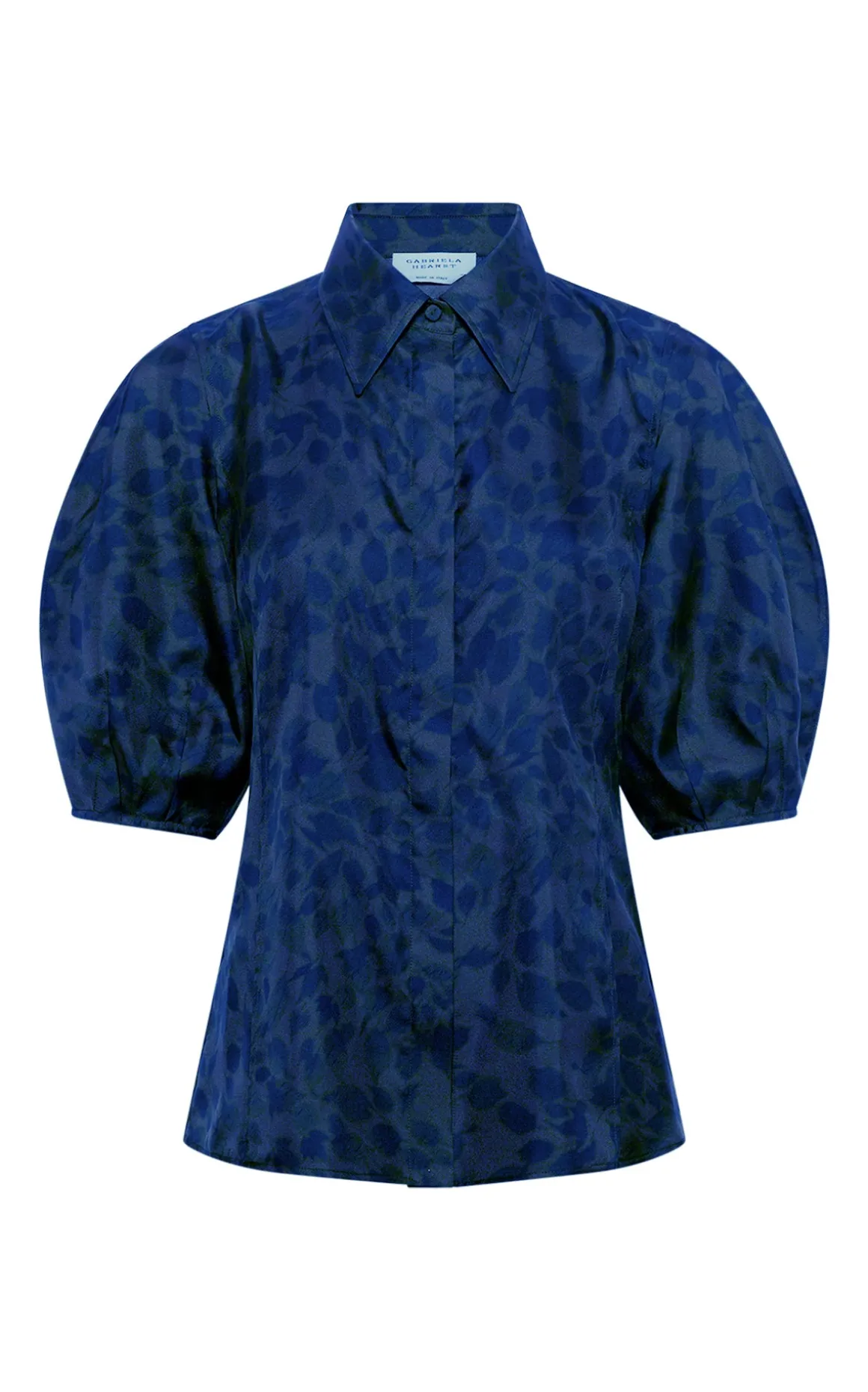 Sansi Top in Electric Navy Printed Silk Twill