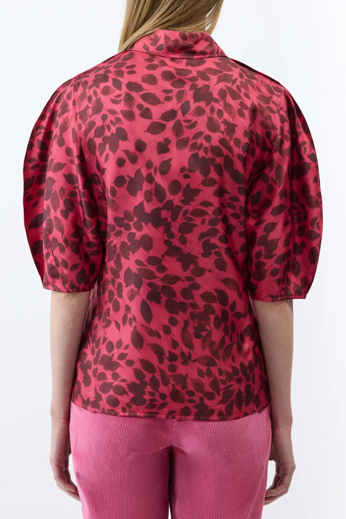 Sansi Top in Fuchsia Printed Silk Twill
