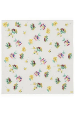 Savin Mia's Flowers Scarf in Ivory Multi Printed Silk Twill