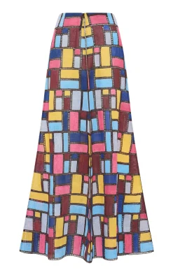 Selma Patchwork Embroidered Maxi Skirt in Aurora Multi Linen