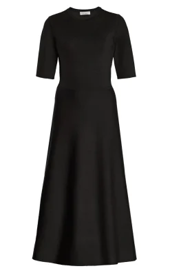 Seymore Knit Midi Dress in Black Merino Wool Cashmere