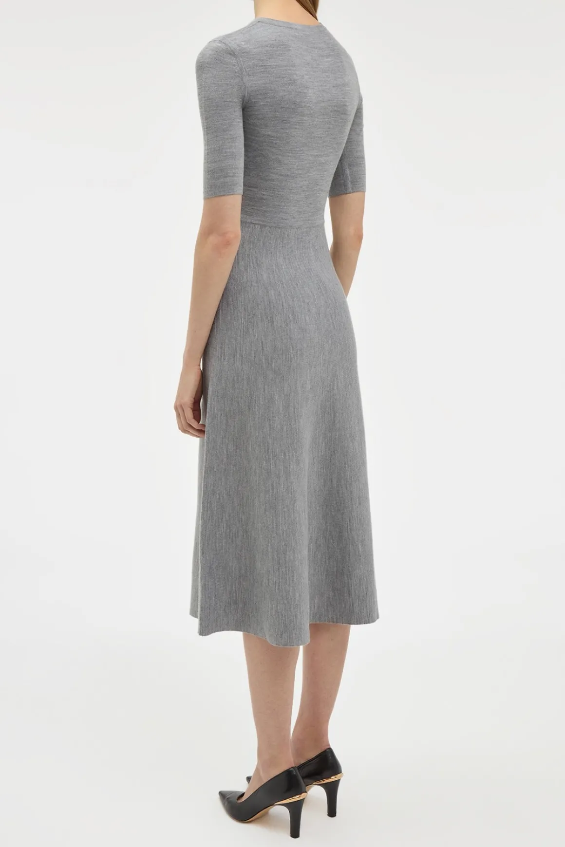 Seymore Knit Midi Dress in Heather Grey Merino Wool Cashmere