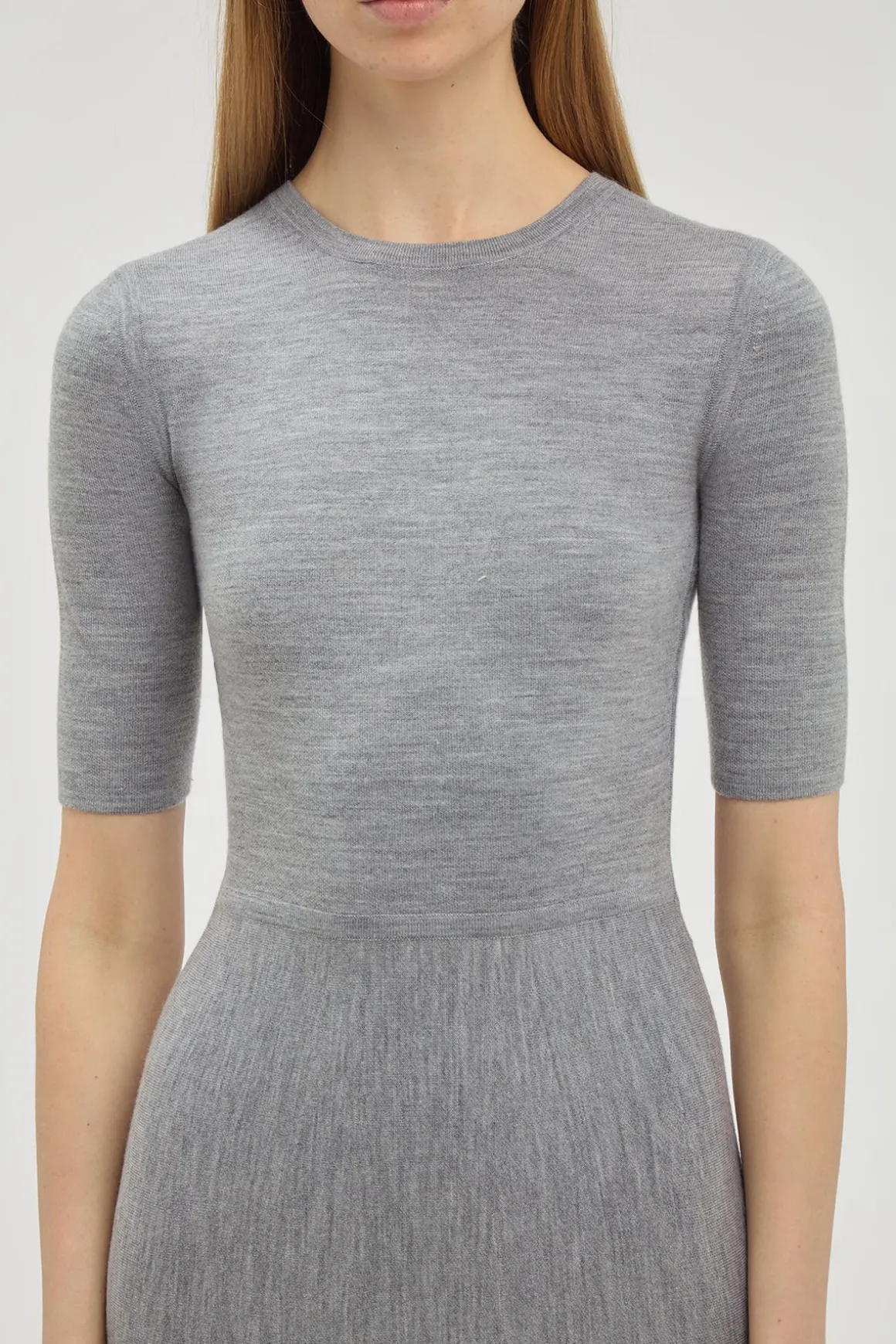 Seymore Knit Midi Dress in Heather Grey Merino Wool Cashmere