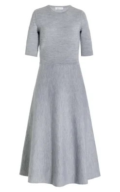 Seymore Knit Midi Dress in Heather Grey Merino Wool Cashmere