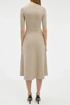 Seymore Knit Midi Dress in Oatmeal Merino Wool Cashmere