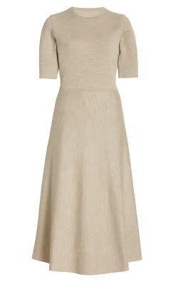 Seymore Knit Midi Dress in Oatmeal Merino Wool Cashmere
