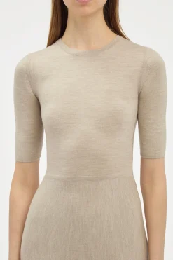 Seymore Knit Midi Dress in Oatmeal Merino Wool Cashmere