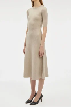 Seymore Knit Midi Dress in Oatmeal Merino Wool Cashmere