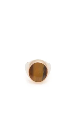 Signet Ring in 18K Rose Gold & Tiger's Eye Stone with Brown Diamond