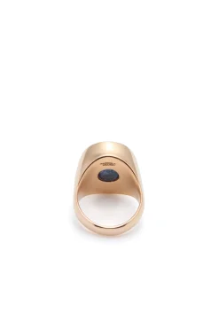 Signet Ring in 18K Rose Gold & Turquoise Stone with Blue Sapphire