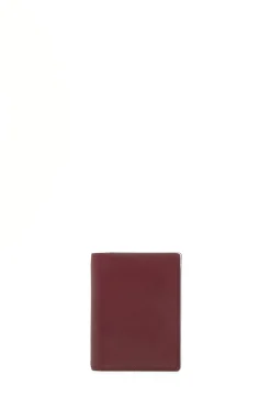 Simple Card Wallet in Bordeaux & Pink Leather
