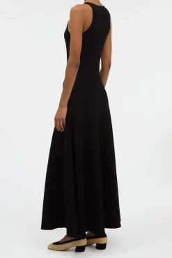 Siren Knit Maxi Dress in Black Merino Wool