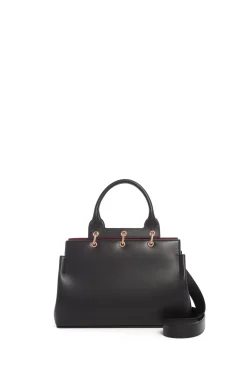 Small Amethyst Tote Bag in Black Nappa Leather