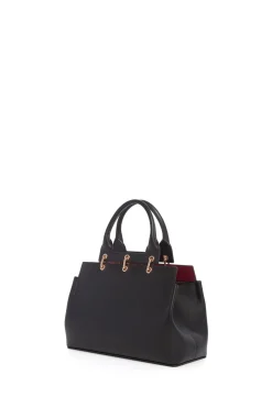 Small Amethyst Tote Bag in Black Nappa Leather