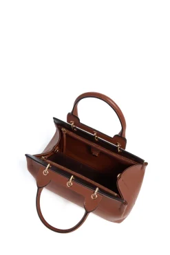 Small Amethyst Tote Bag in Cognac Nappa Leather