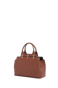 Small Amethyst Tote Bag in Cognac Nappa Leather
