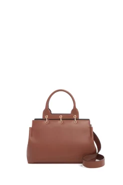 Small Amethyst Tote Bag in Cognac Nappa Leather