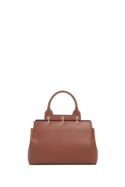 Small Amethyst Tote Bag in Cognac Nappa Leather