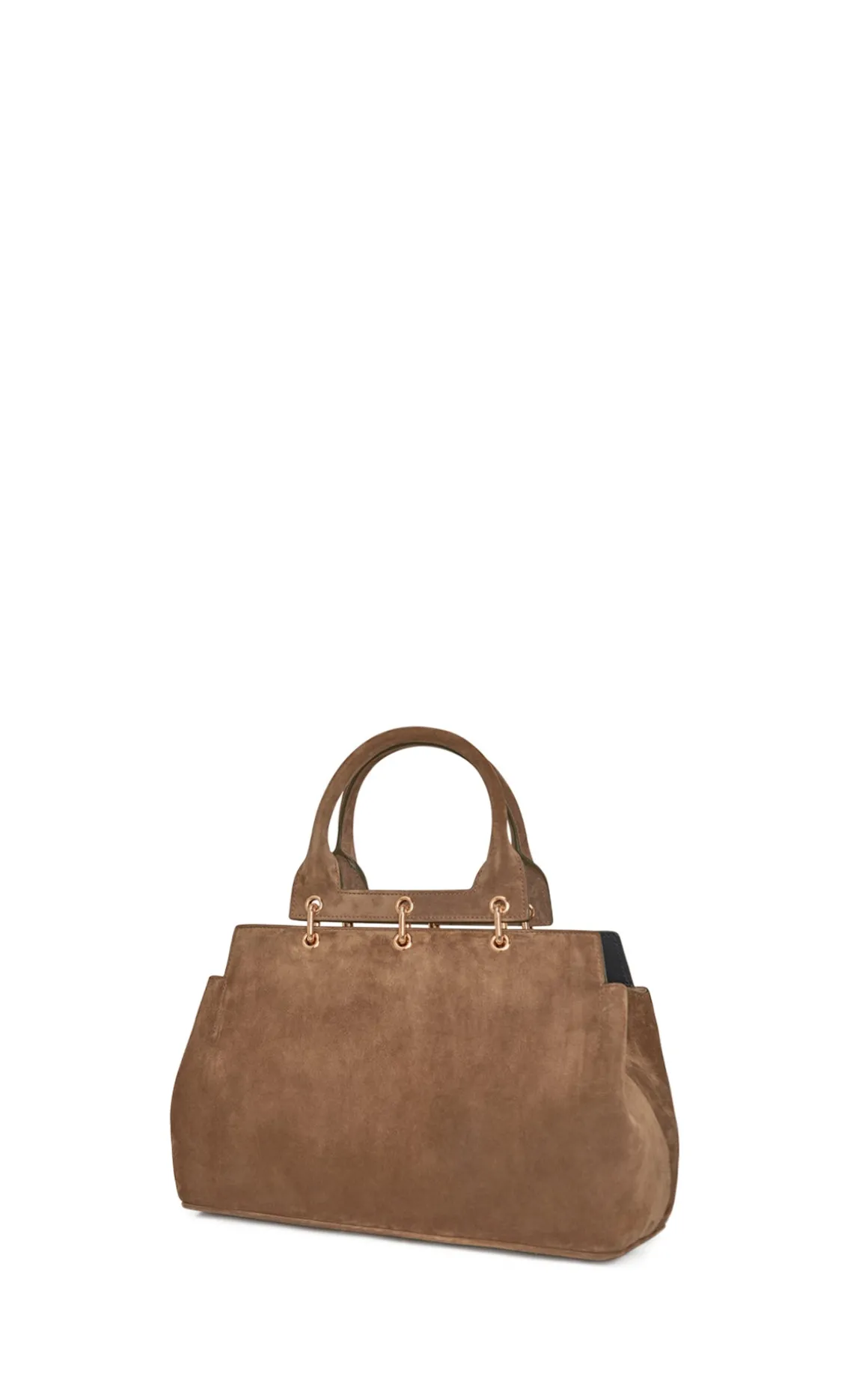 Small Amethyst Tote Bag in Dark Sand Suede